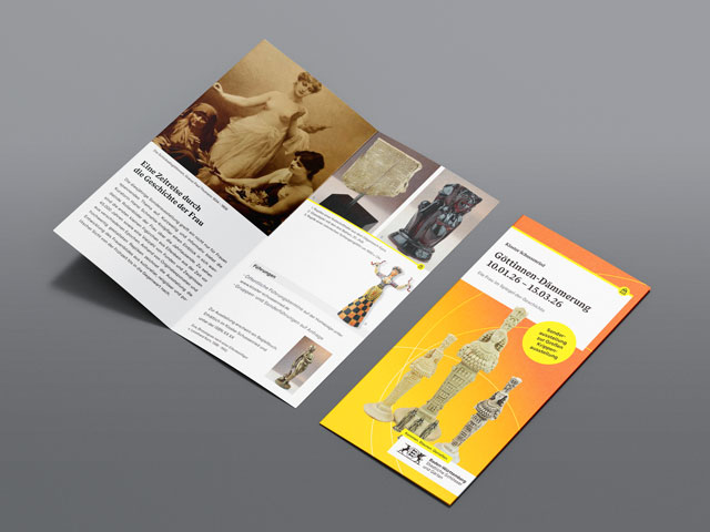 Flyer zur Ausstellung Göttinnendämmerung als Download